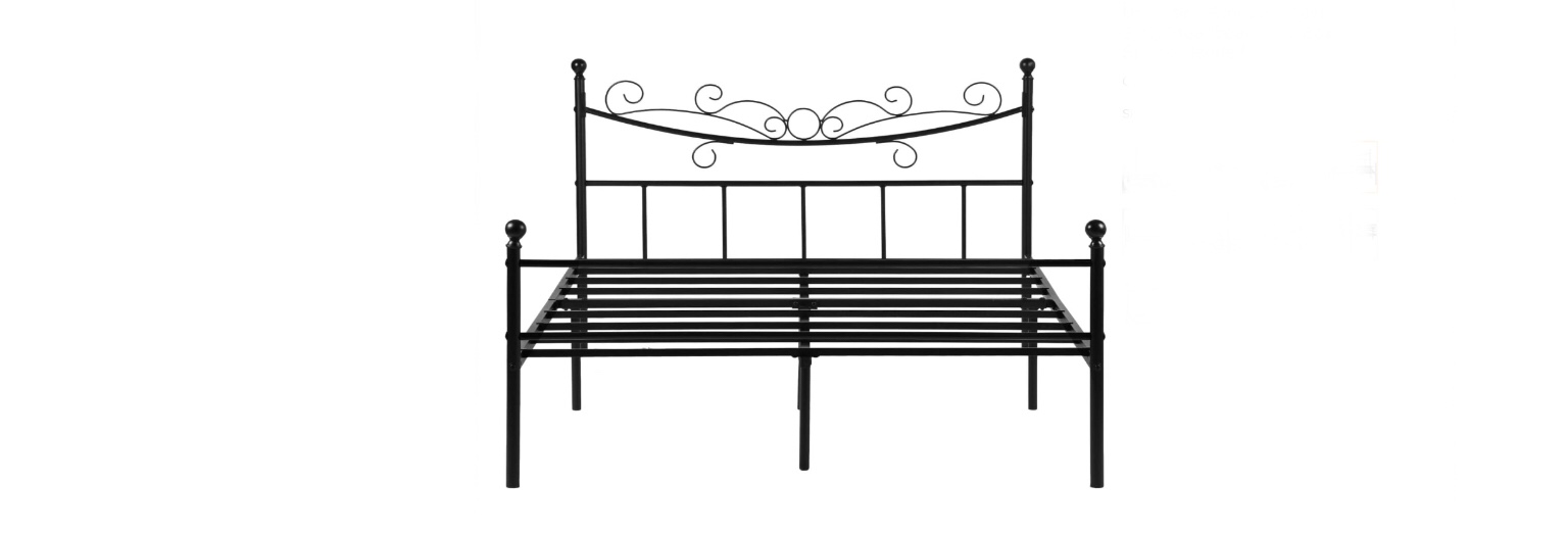 FurnitureR Full Bed Frame Heavy-Duty Full Double Size Metal Bed Frames, 11'' Platform Bed with Underbed Storage/Steel Slats/Headboard, No Box Spring Needed Mattress Foundation, Black