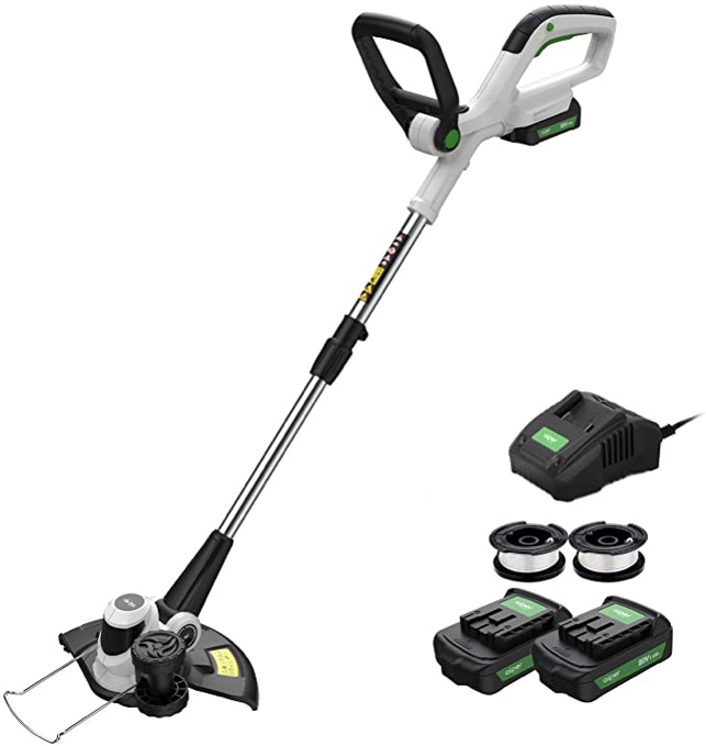 AIPER 20V Max Cordless String Trimmer/Edger with Easy Feed, Detachable Weed Wacker with 2pcs Batteries &1pcs Quick Charger, Weed Trimmer with 2 Spools, Lightweight&Maneuverable
