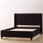 vertical channel tufted wingback upholstered platform bed king black 