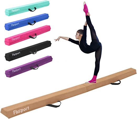 FBSPORT Balance Beam: Folding Floor Gymnastics Equipment for Kids Adults,Non Slip Rubber Base, khaki