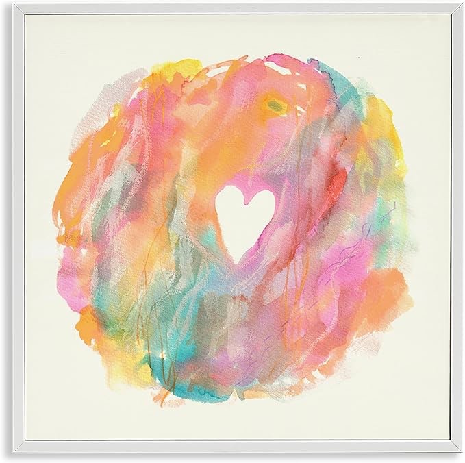 Stupell Industries Abstract Heart Shape Fluid Mixed Pastels Painting, Design by Elvira Errico, White Framed, 24 x 24