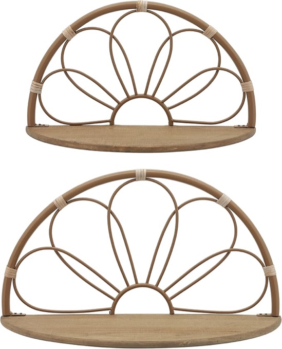 Sagebrook Home Metal Set of 2 11/13 Arched Flower Wall Shelves brown
