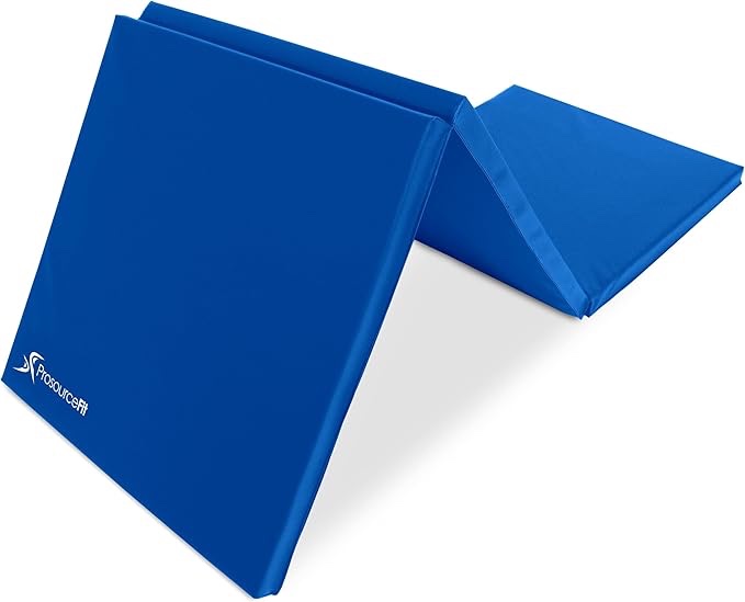 ProsourceFit Tri-Fold Folding Thick Exercise Mat 6’x2’ with Carrying Handles for MMA, Gymnastics, Stretching, Core Workouts