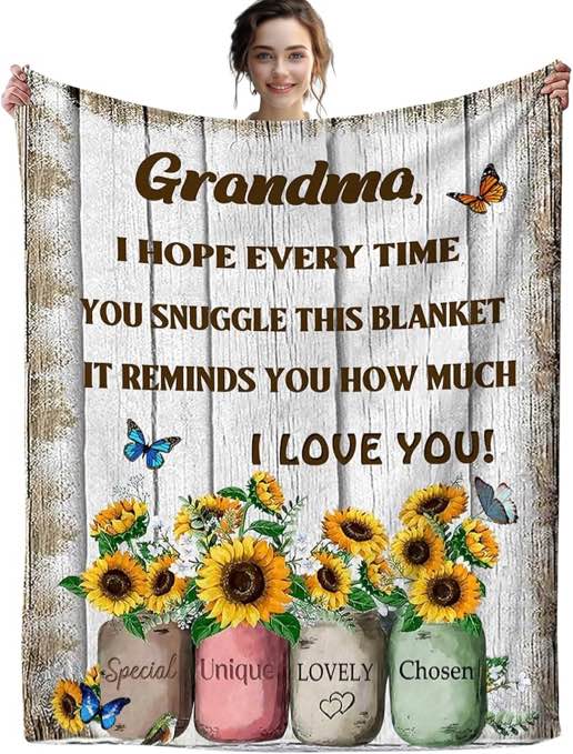 Grandma Blanket Mothers Day Birthday Gifts for Grandma Throw Blanket for Sofa Bed Living Room Suitable for All Season 80x60 in 