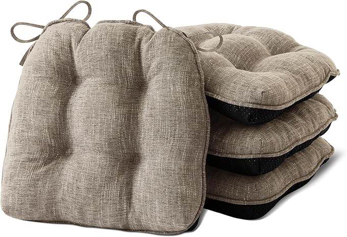 (Similar to stock photo) Chair Cushions for Dining Chairs Kitchen Seat Cushions Room Set of 4 Pads with Ties Indoor Non Slip Office, Beige