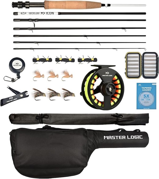 Fly Fishing Rod and Reel Combo Starter Kit, with Lightweight Fly Box Case & Fishing Flies and Die Cast Aluminum Reel, Carrying Case and Accessories