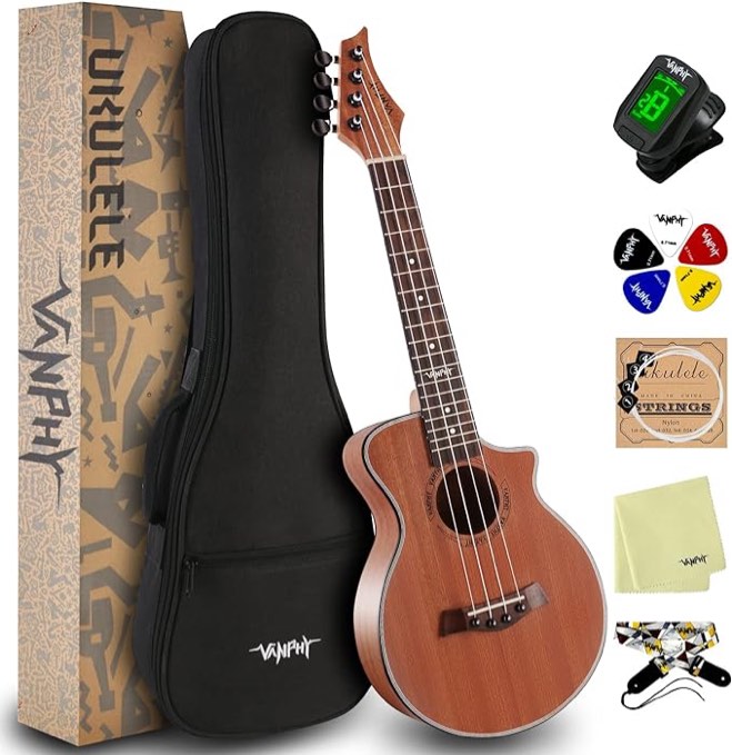 Ukulele Concert Ukelele Professional 23 Inch Uku Sapele Ukulele for Kids Adult Beginner Hawaiian Uke Comes with Starter Ukele Kit Include Gig Bag