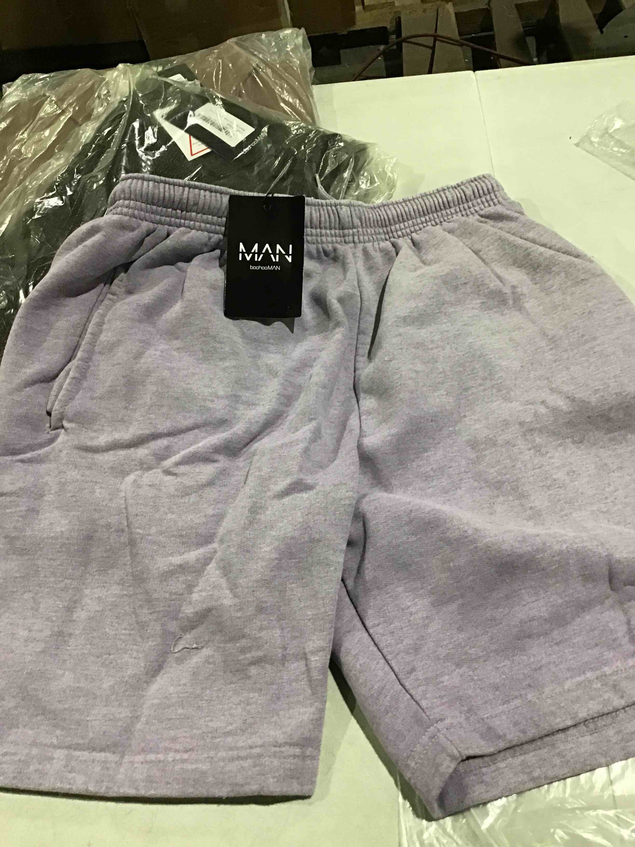 over-dye mid length short lilac size medium man boo-boo 