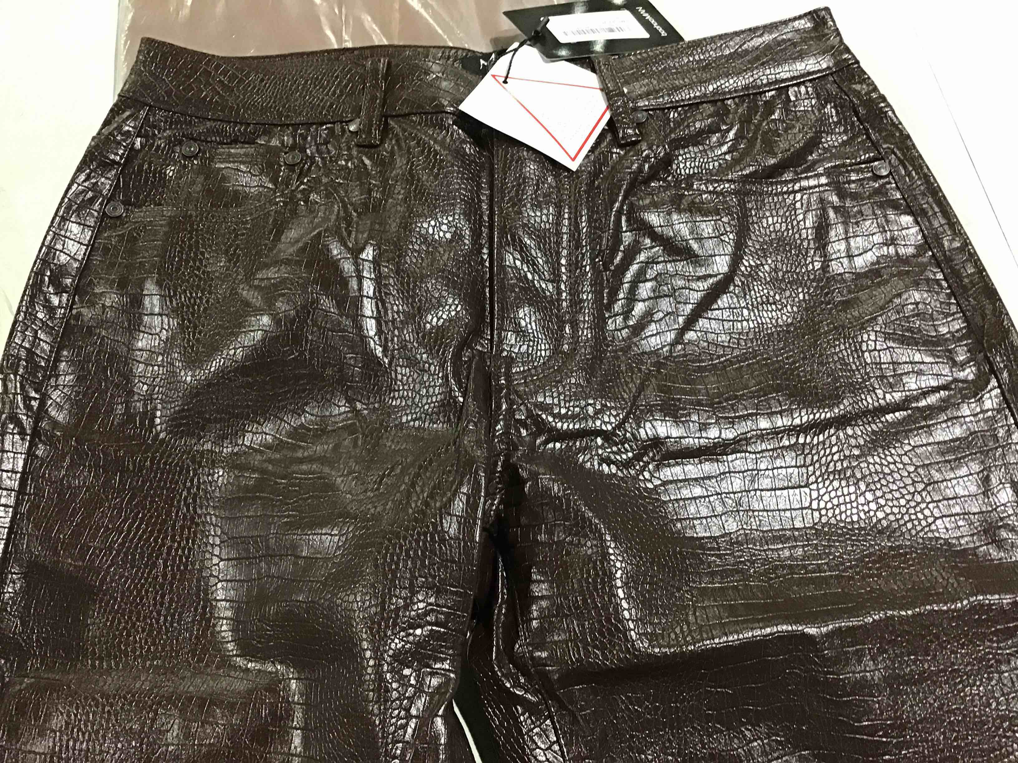 Boo-Boo straight leg crocodile pu trouser’s chocolate size 32 regular 