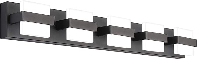SOLFART Modern Vanity Lights Led Vanity Light for Mirror Bathroom Light Fixture Matt Black Finishing 7248-5-BK-ND