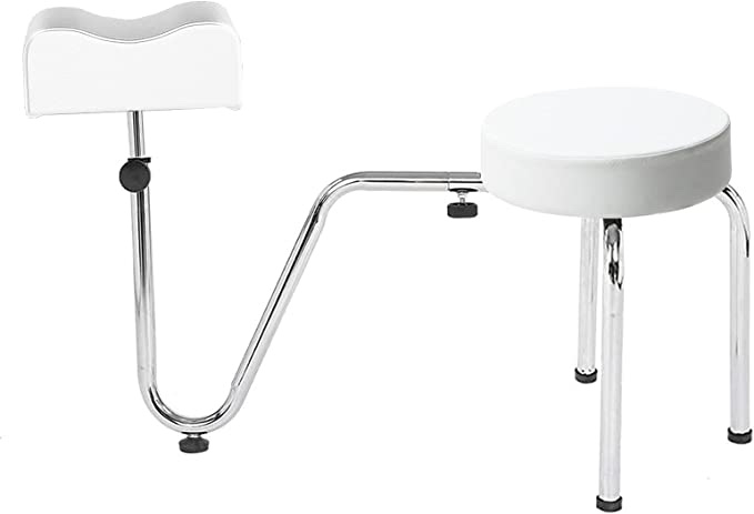 Pedicure Chair Stool with Footrest, Adjustable Leg Rest PU Leather Pad Pedicure Foot Rest Stand for Nail Tech Spa Beauty Salon Studio Equipment Supplies(black)