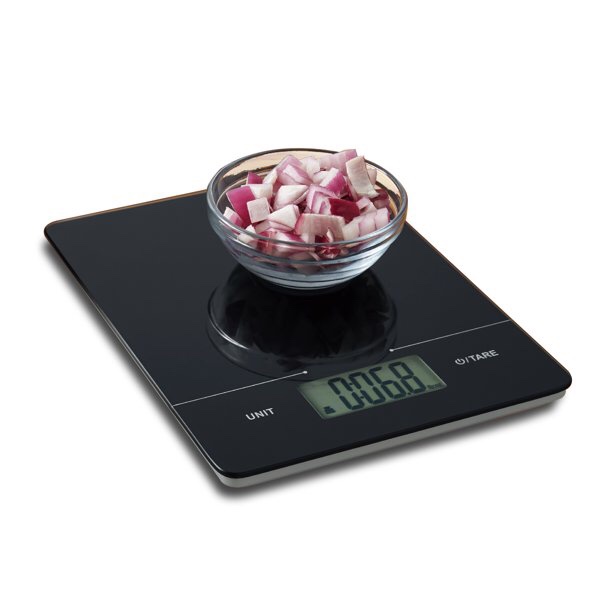 Slim Digital Kitchen Scale, Food Scale with Tempered Glass Platform, Black