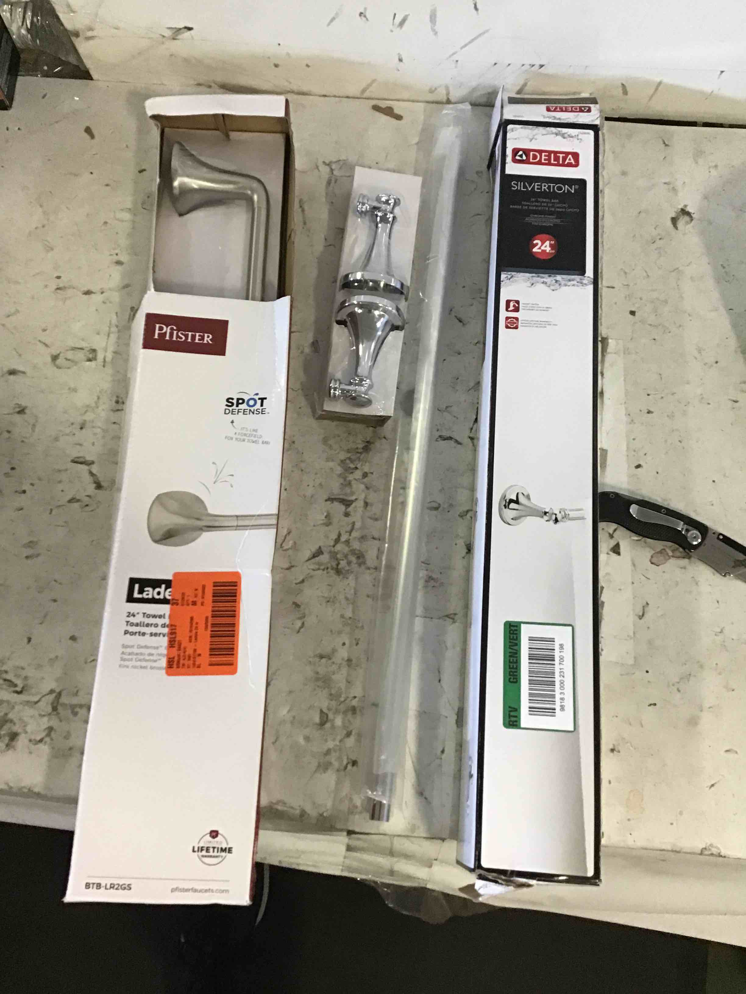 Pfister Ladera 24” towel bar brushed nickel, Delta Silverton 24” Towel ...