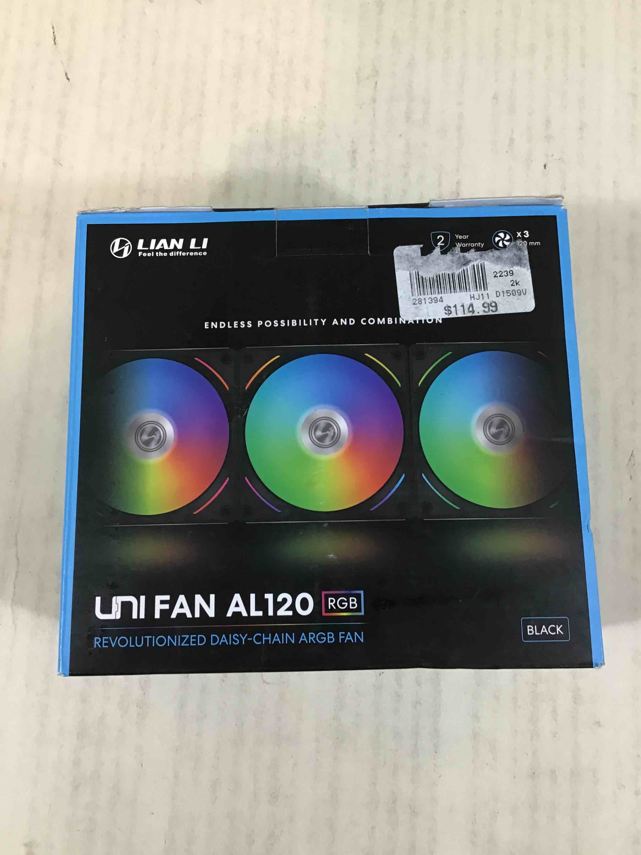 Lian Li UNI Fan AL AL120 RGB Daisy Chain ARGB 120mm UF-AL120-3B Black x3