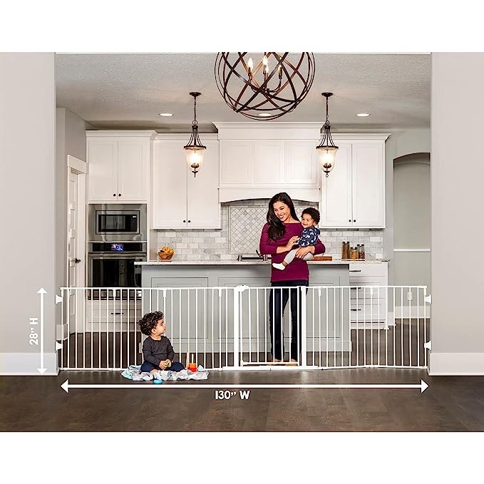 Regalo Plastic 192-Inch Super Wide Adjustable Baby Gate and Play Yard with Door, 2-in-1, Bonus Kit, Includes 4 Pack of Wall Mounts