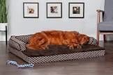 Furhaven Comfy Couch Plush & DÃ©cor Sofa-Style Cooling Gel Foam Dog Bed - Diamond Brown, Jumbo (X-Large)