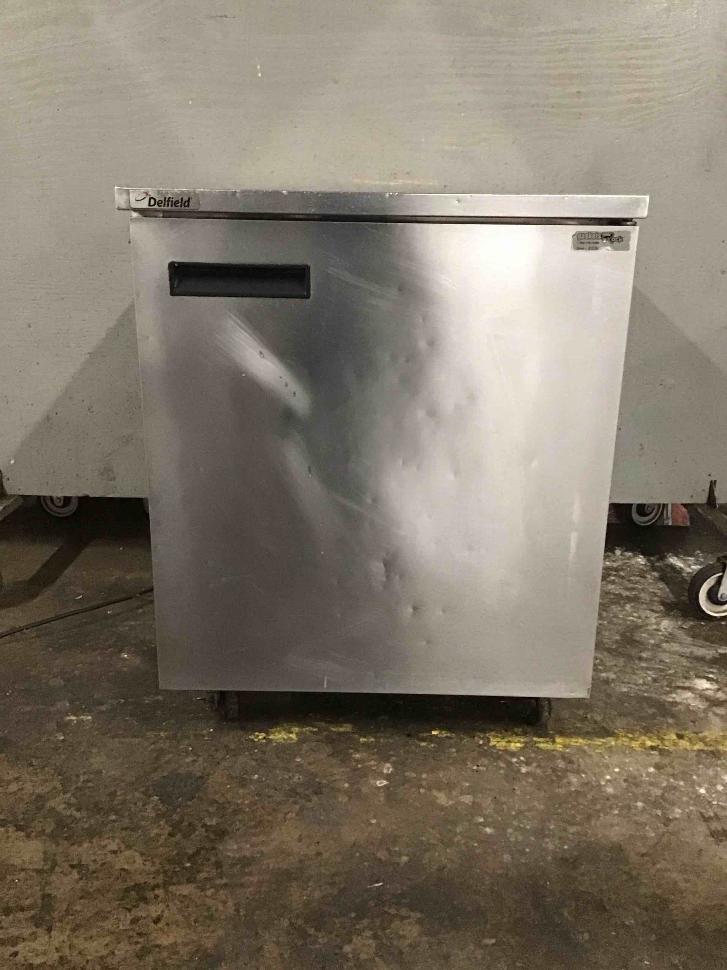 Delfield Stainless Steel Single Door Under Counter Refrigerator On Casters 