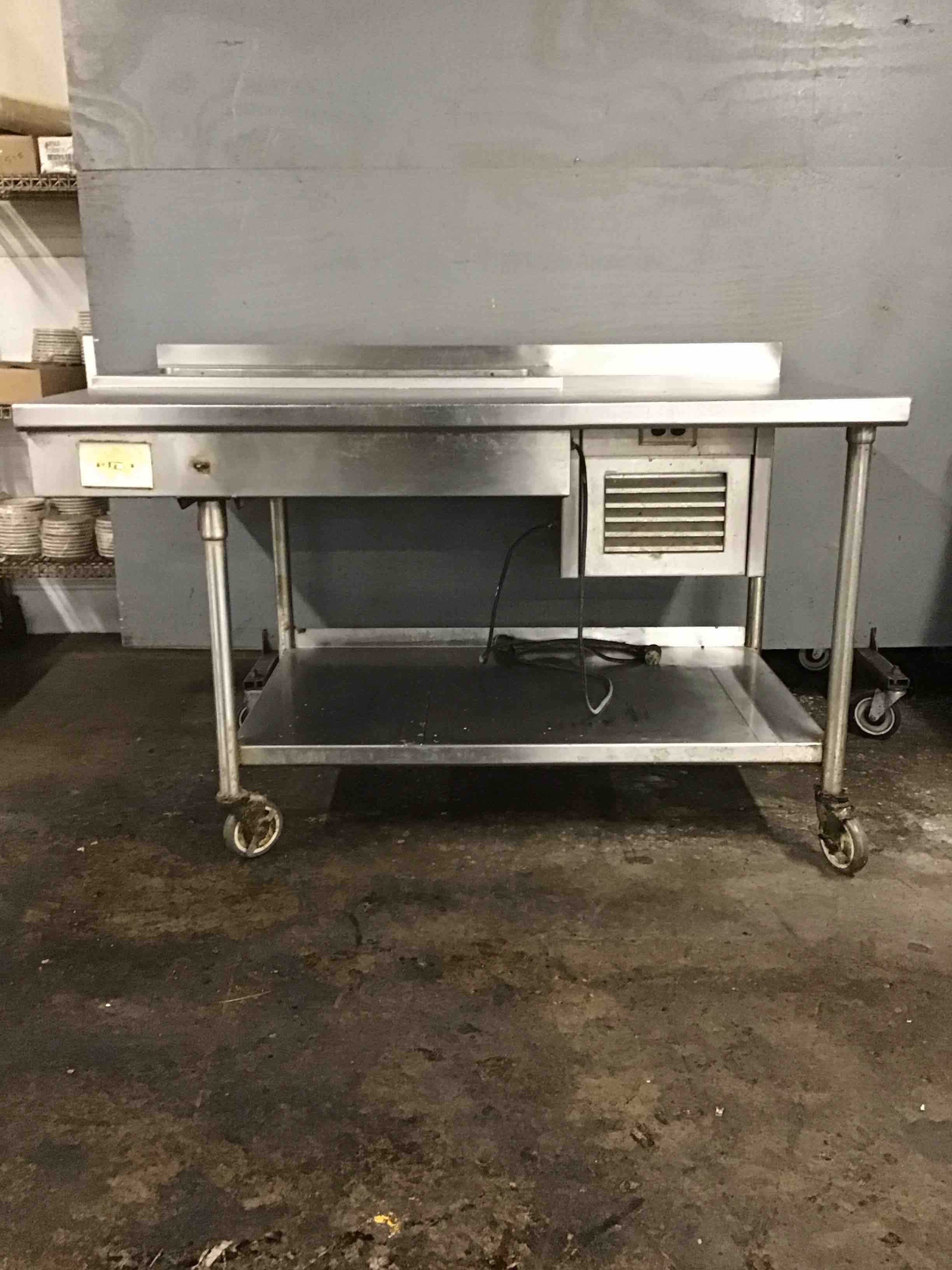 TABCO Stainless Steel Table With Drop-In Refrigerator Well On Casters 