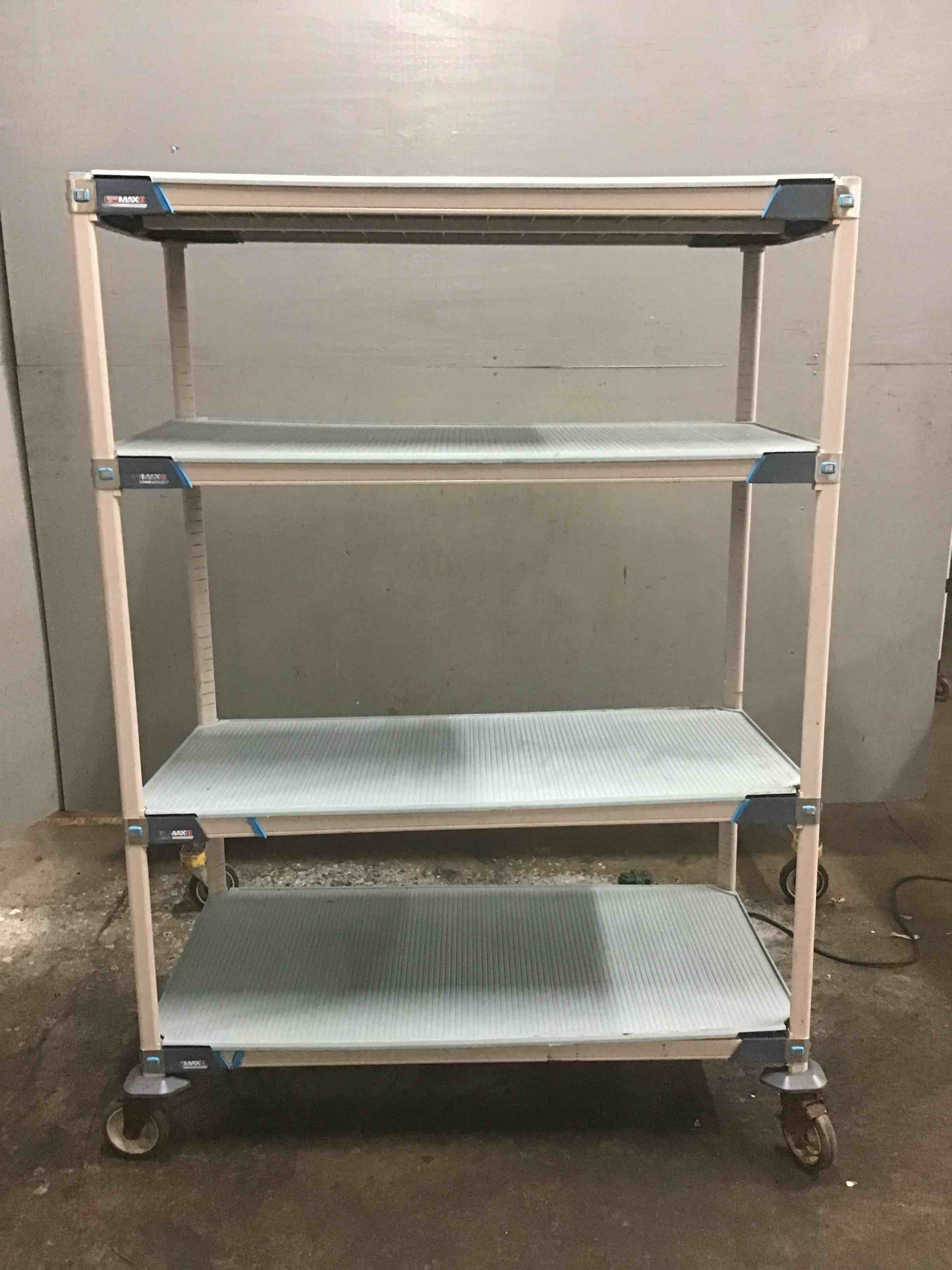 Metro Max Antimicrobial Solid Plastic 4 Shelf Storage Rack On Casters 