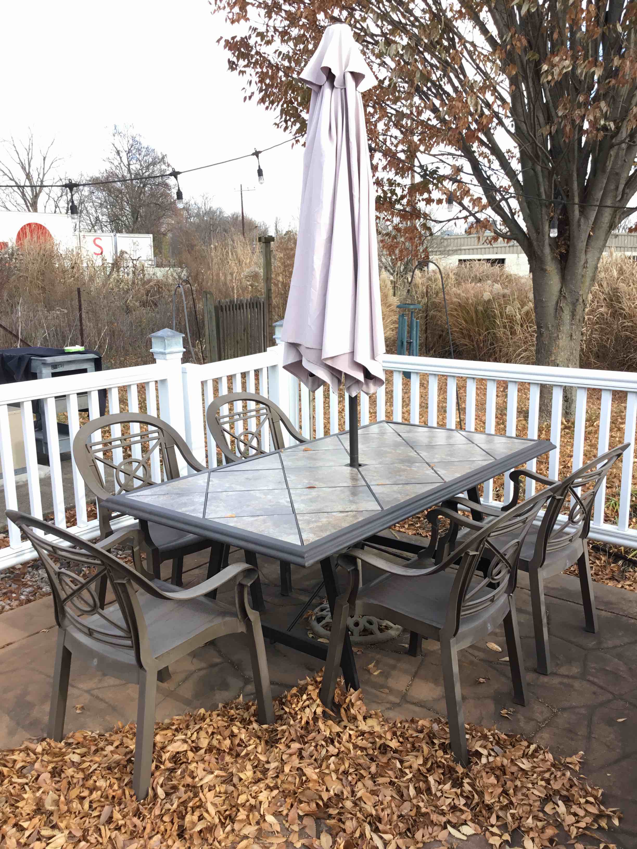 72-Inch Patio Table And Chair Set With Umbrella