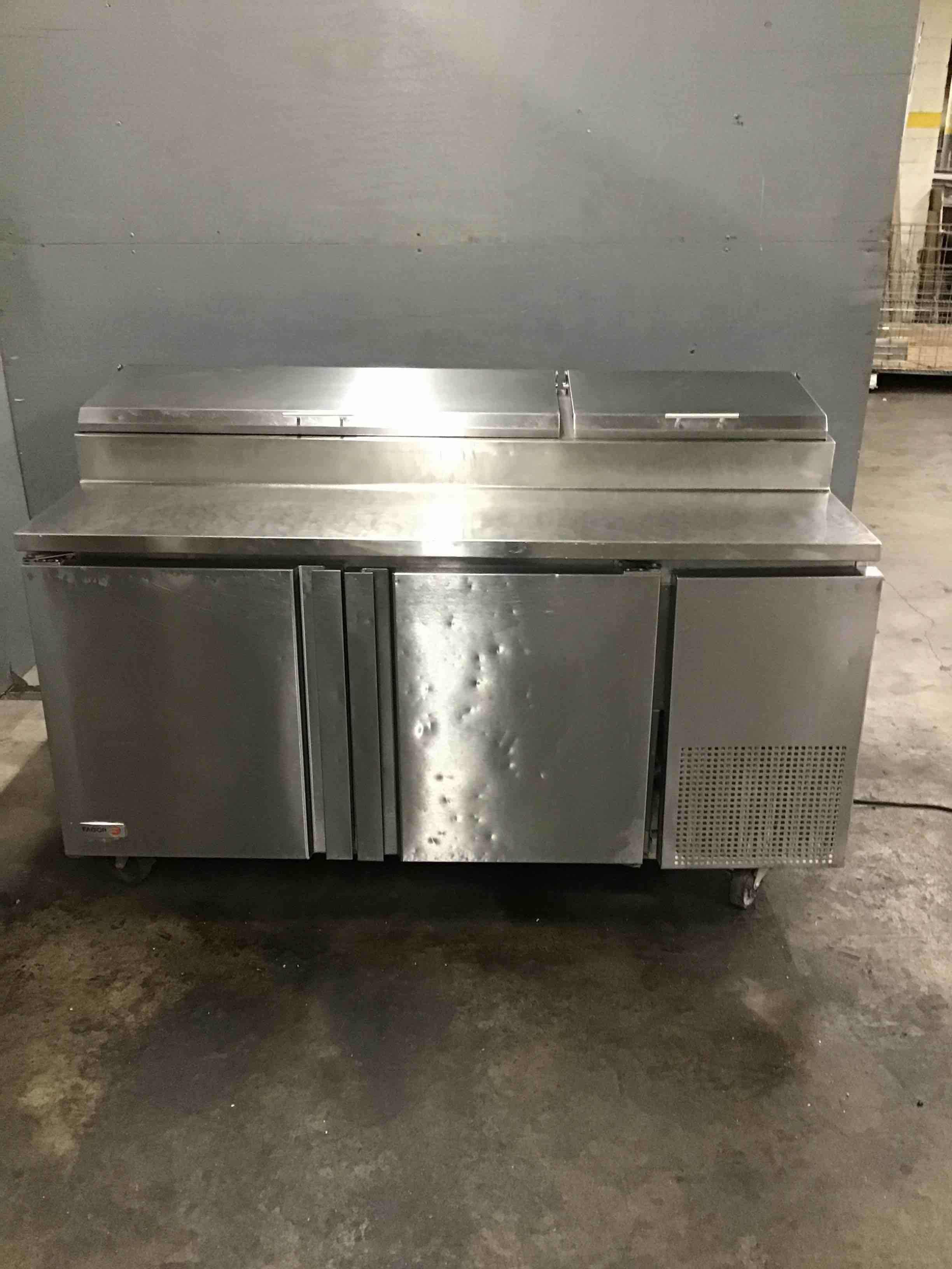 FAGOR 67.5 INCH STAINLESS STEEL 2 DOOR REFRIGERATED PIZZA PREP TABLE