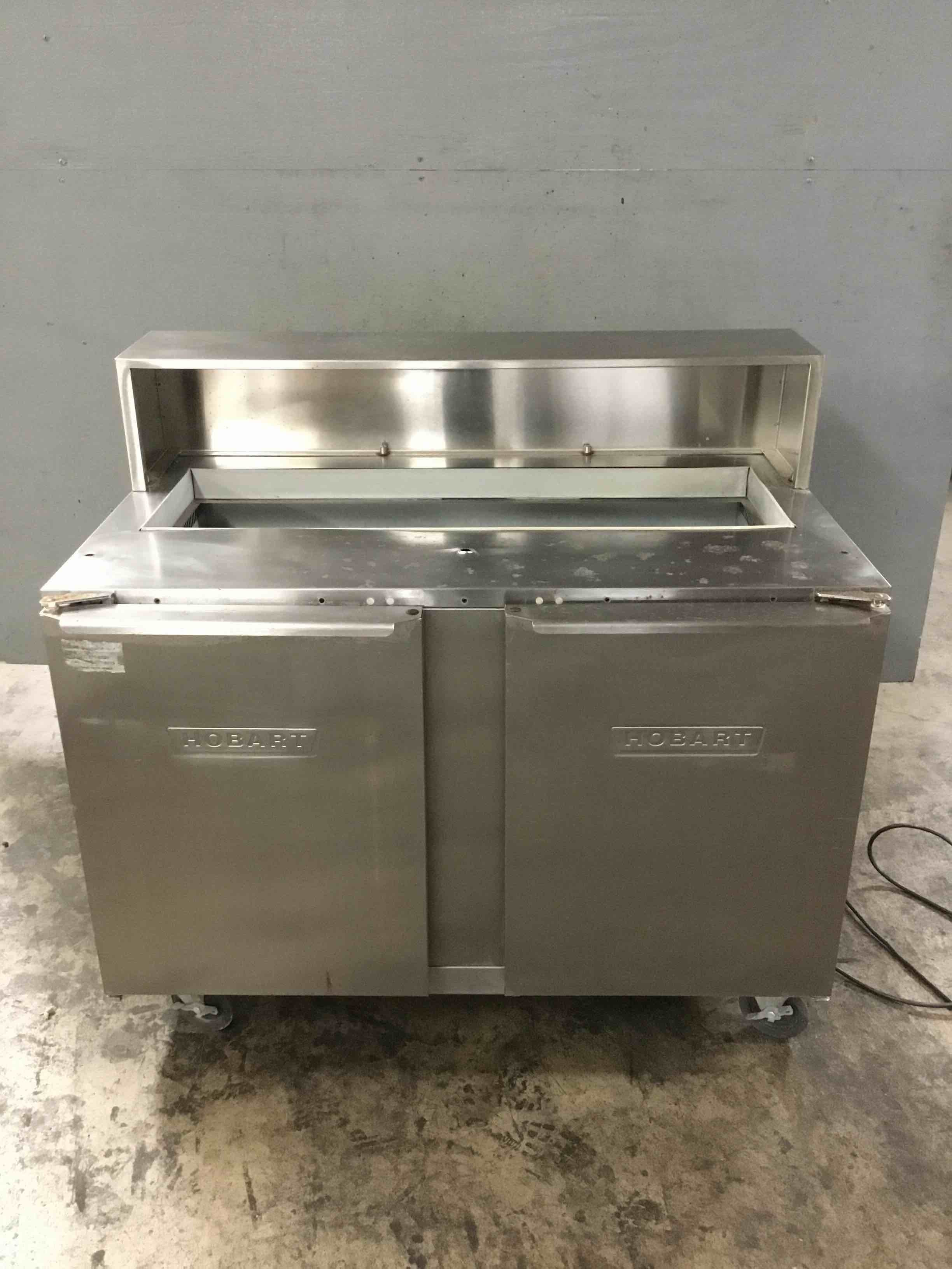 Hobart 48 Inch Stainless Steel 2-Door Refrigerated Sandwich Prep Table