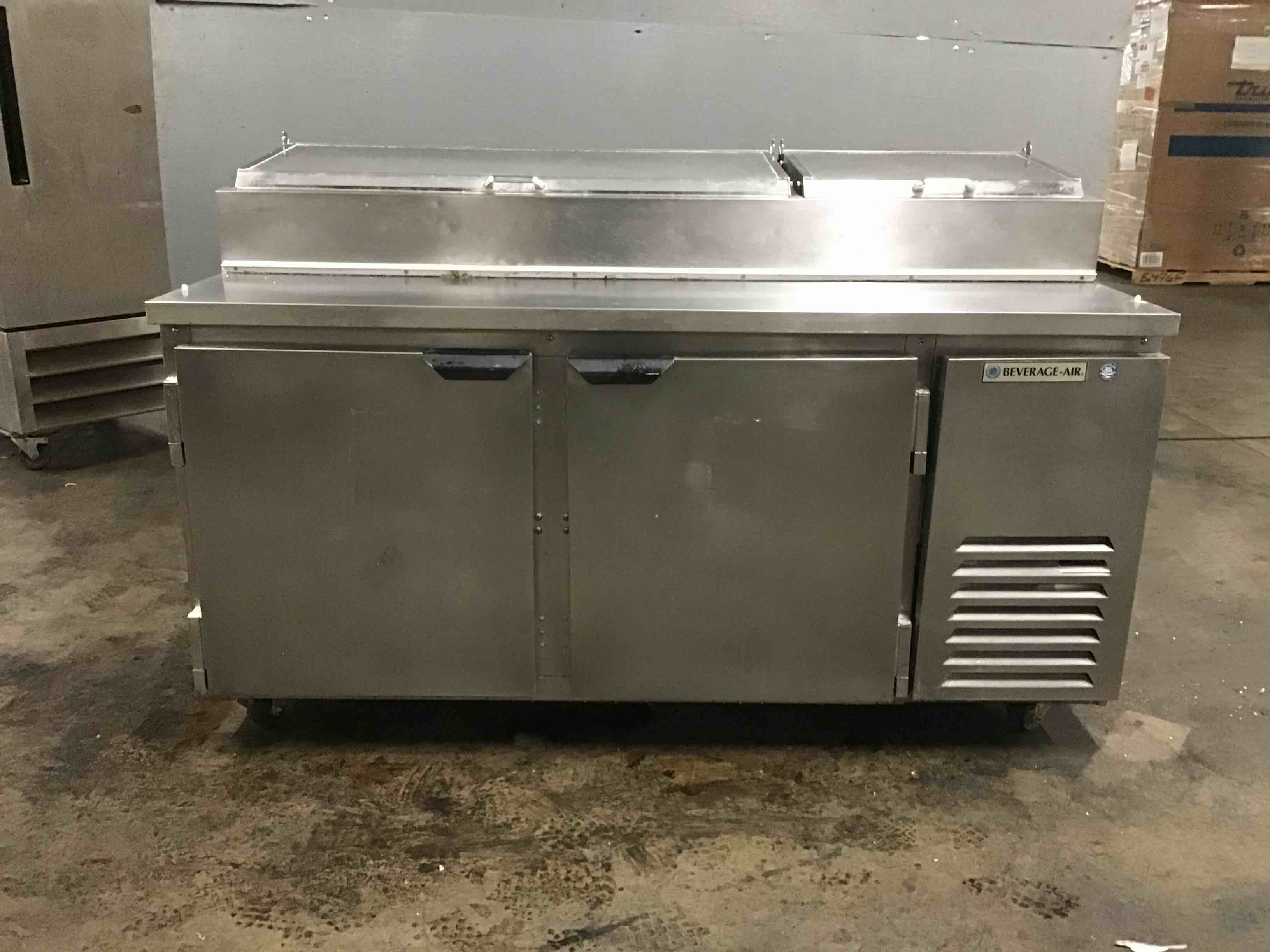 Beverage Air Stainless Steel 67 Inch Refrigerated Pizza Prep Table On Casters 