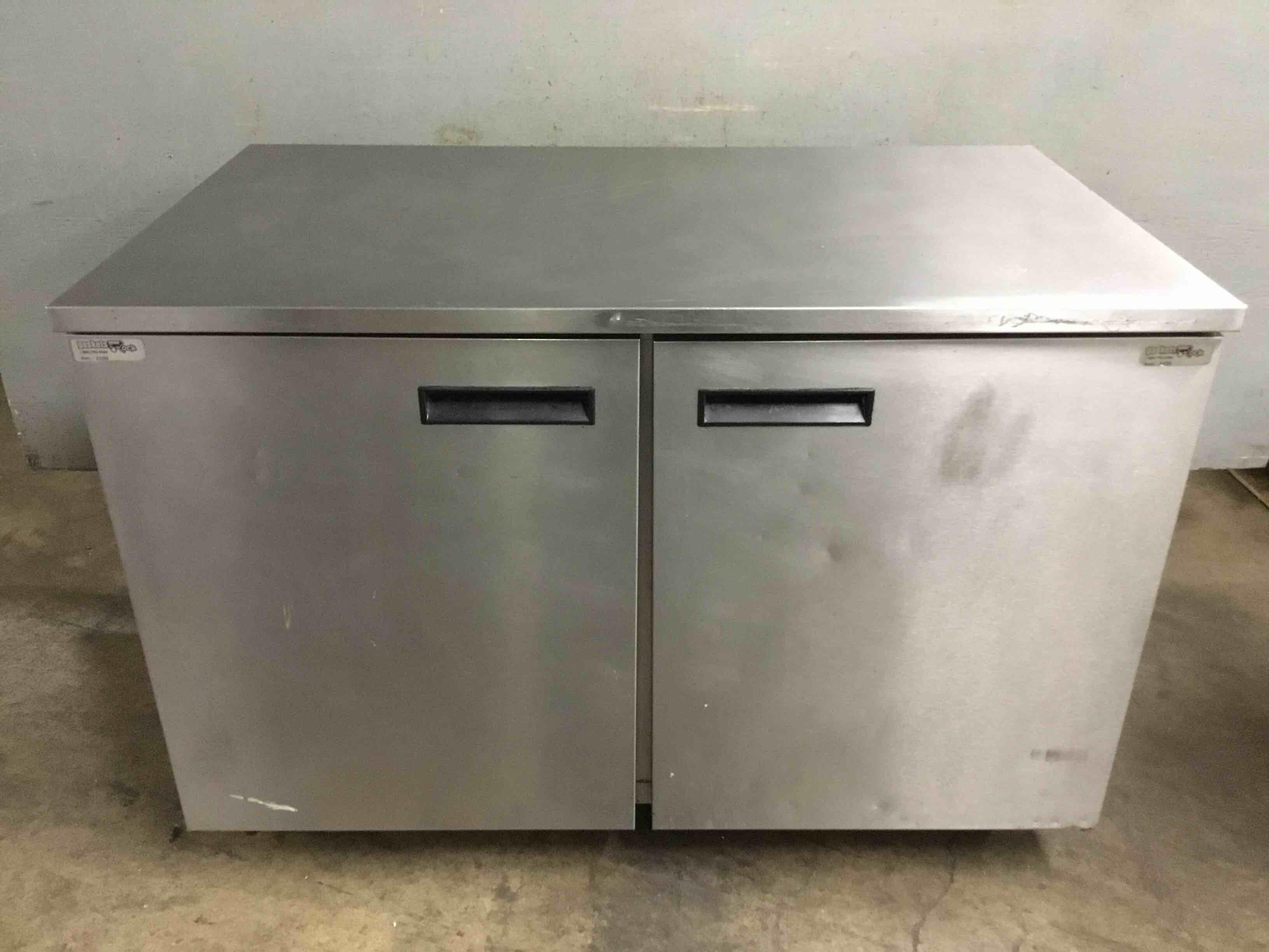 Delfield 48 Inch Stainless Steel 2-Door Under Counter Refrigerator On Casters 