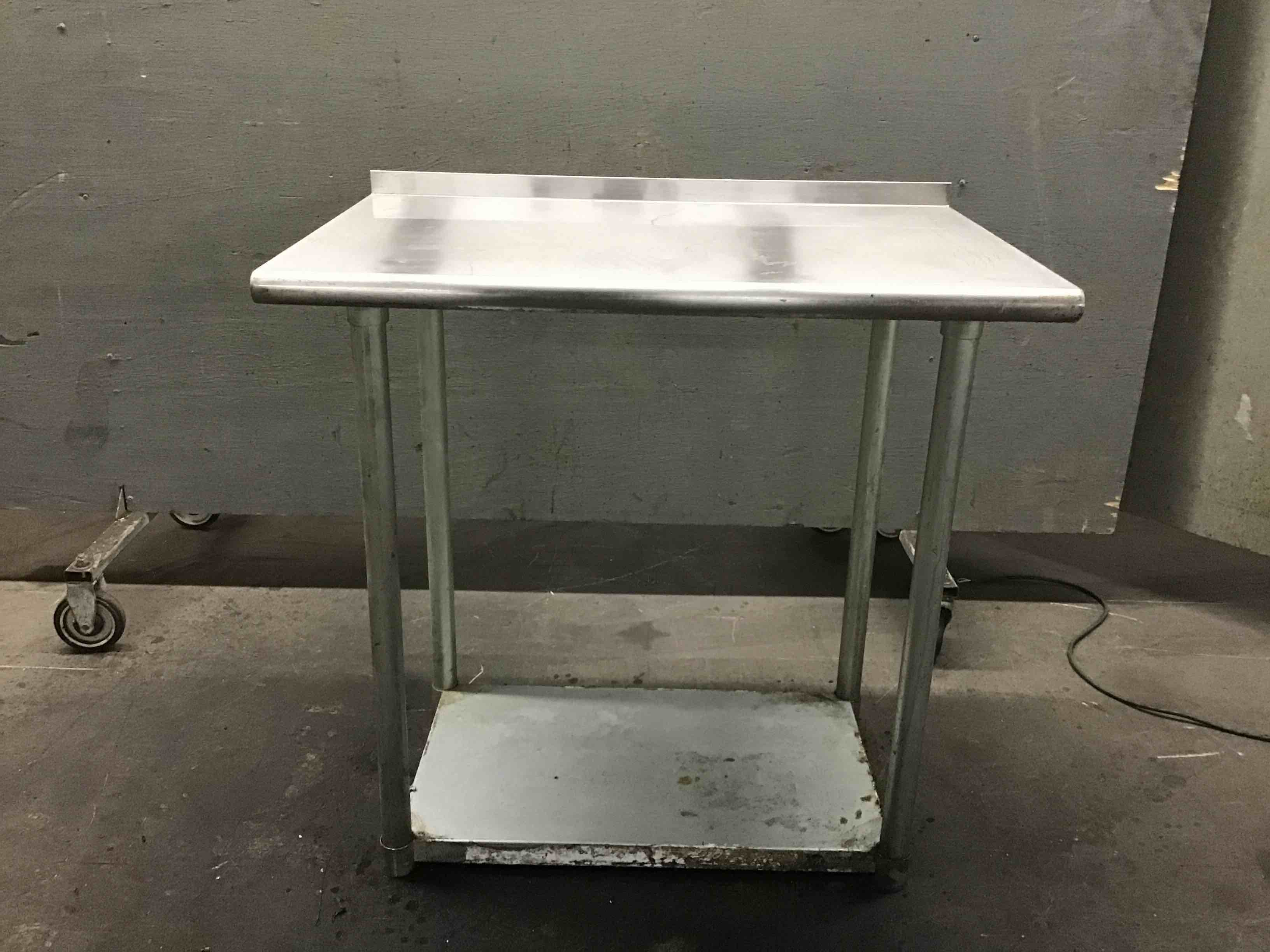 36 Inch Stainless Steel Top Prep Table With Under Shelf