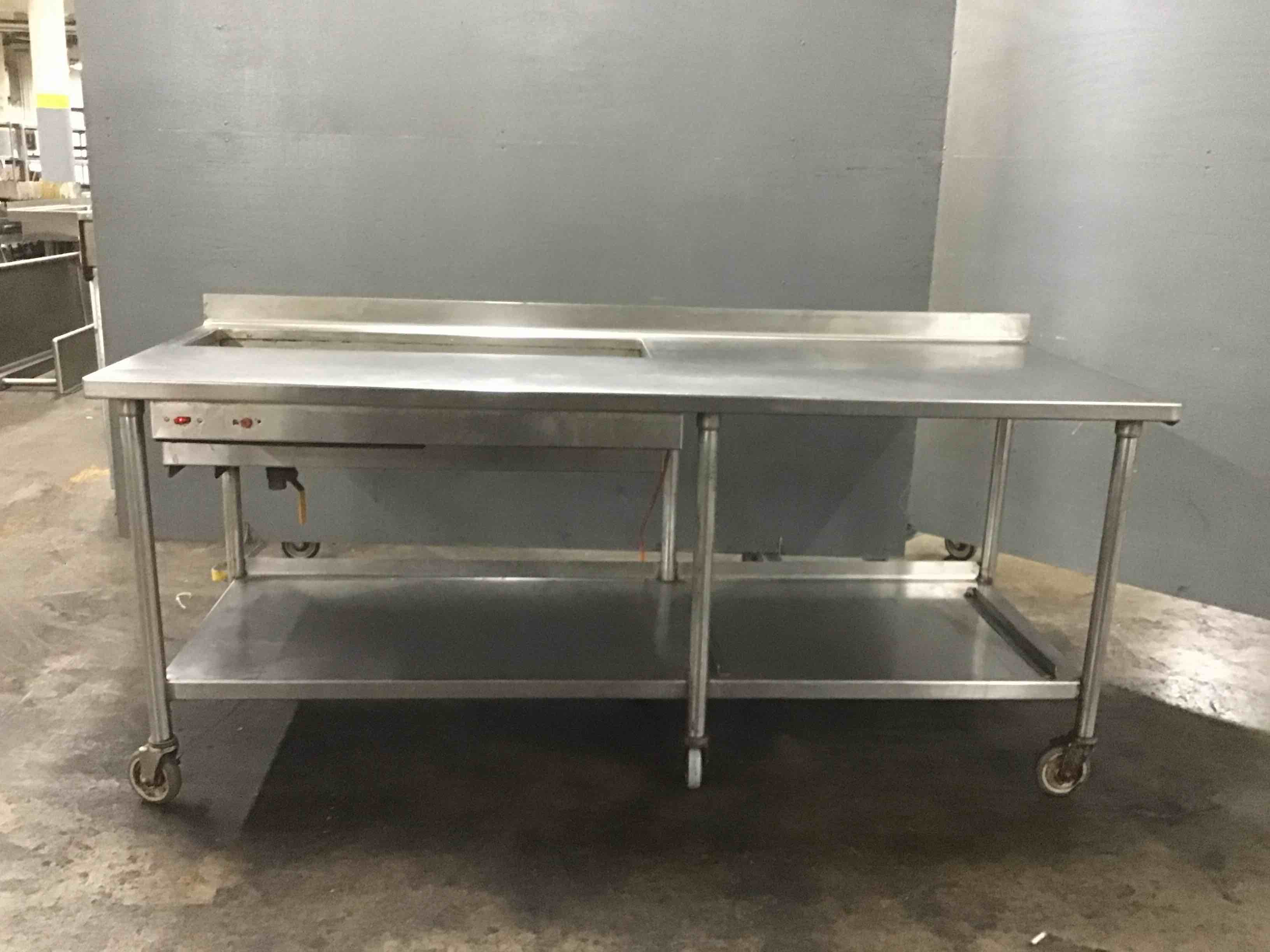 Stainless Steel 82.78 Inch Prep Station With Under Shelf ,40.5 Inch Cold Pan And Heated Left Countertop
