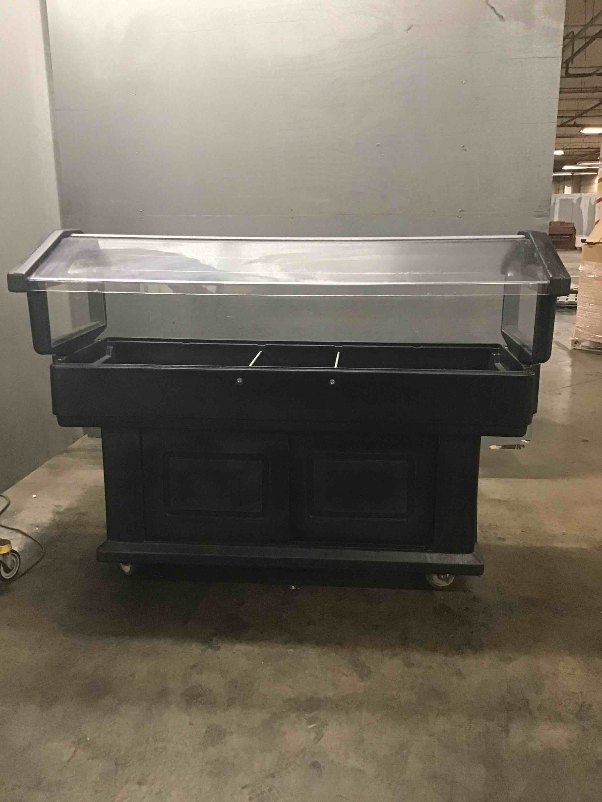 Cambro 70 Inch Solid Plastic Mobile Food/Salad Bar With Sneeze Guards