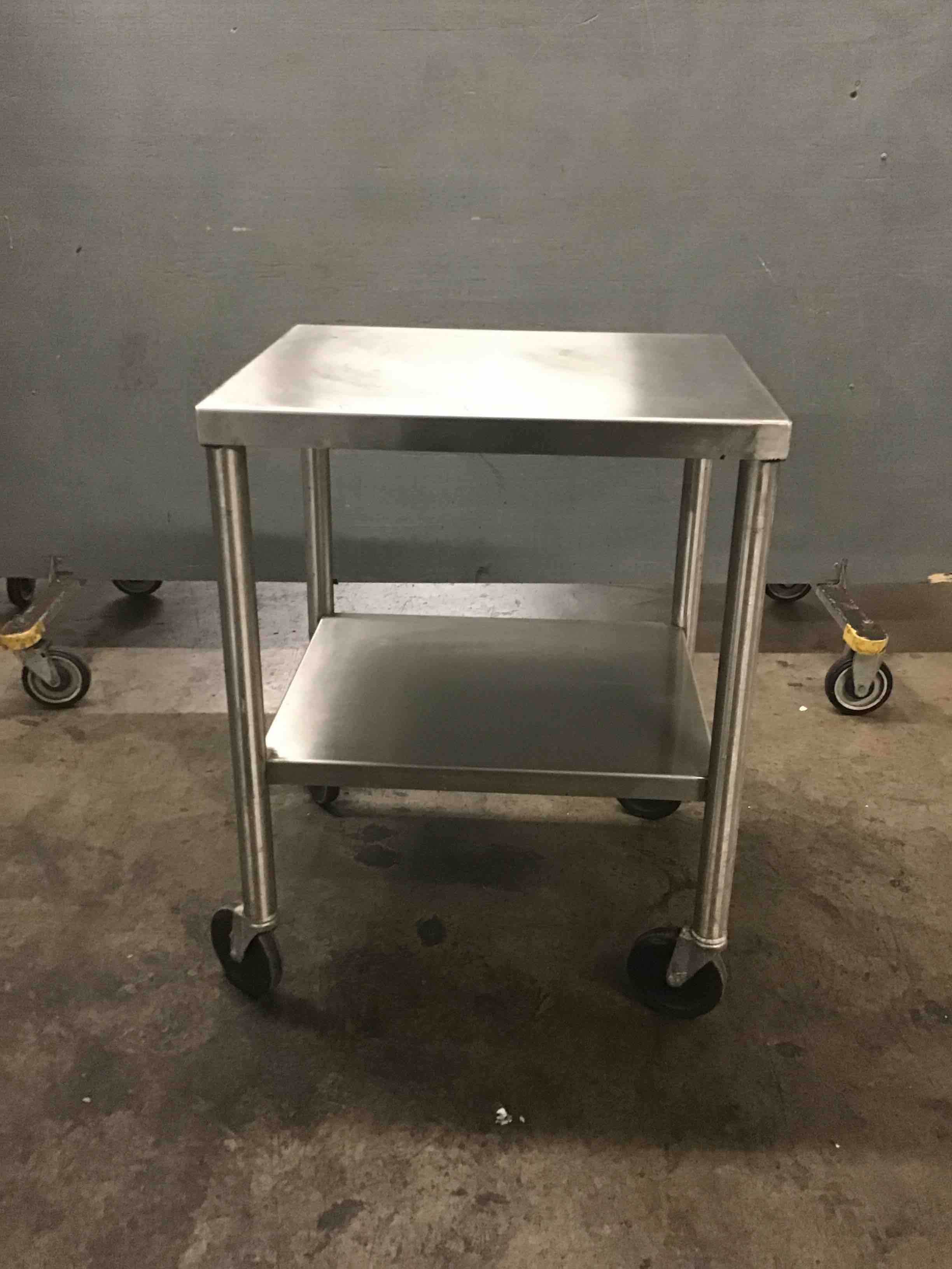 Stainless Steel 24 Inch Equipment Stand With Under Shelf On Casters