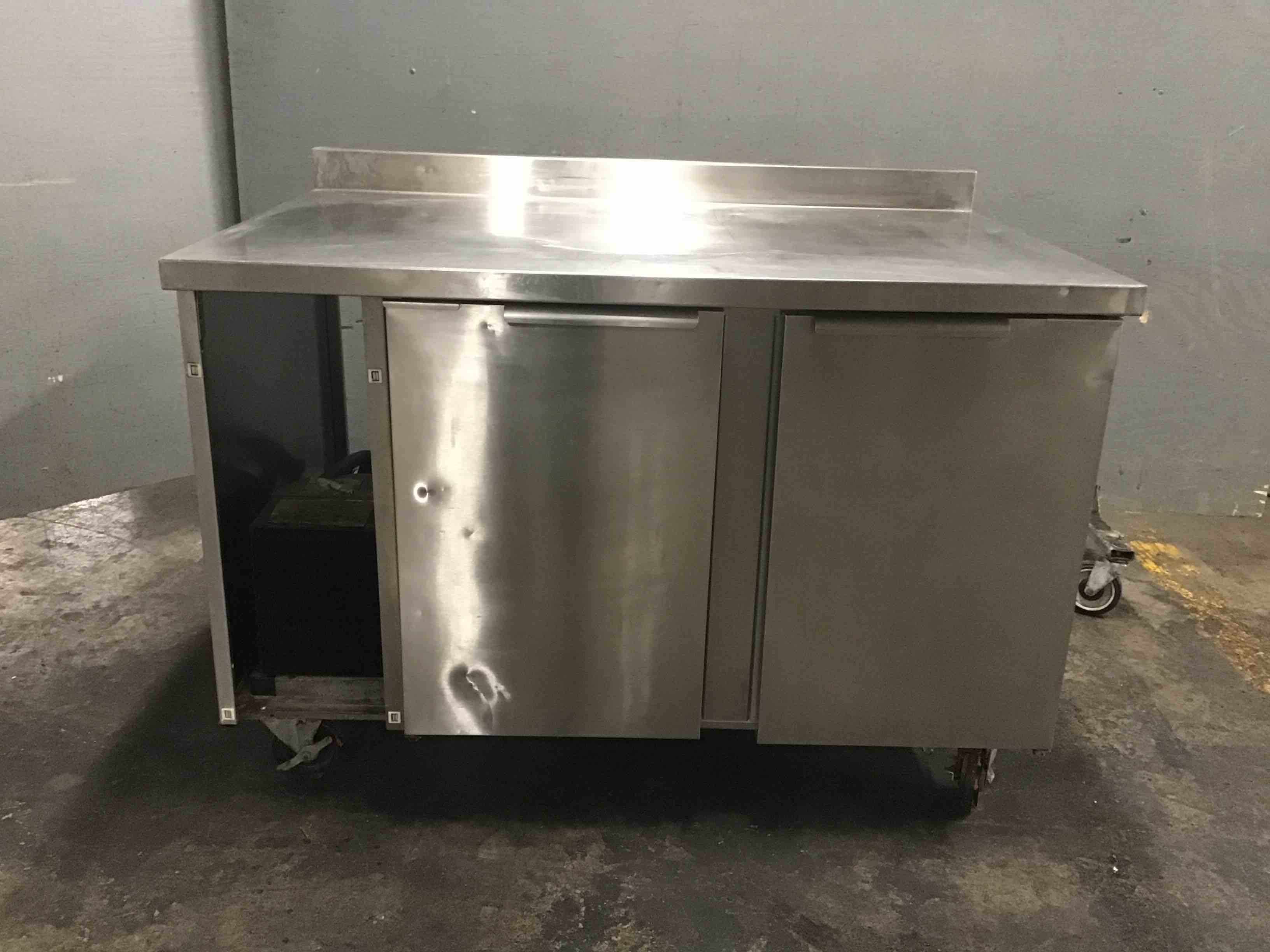 Randell Stainless Steel 50 Inch 2 Door Worktop Refrigerator On Casters 