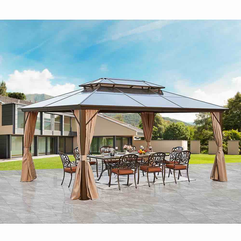 EROMMY 12 ft. x 16 ft. Polycarbonate Double Roof Hardtop Gazebo (incomplete, box 1 of 4 only)