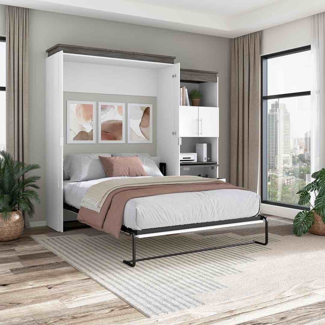 Queen Murphy Bed and Shelving Unit with Fold-Out Desk (95W) (incomplete, bed mechanism only)