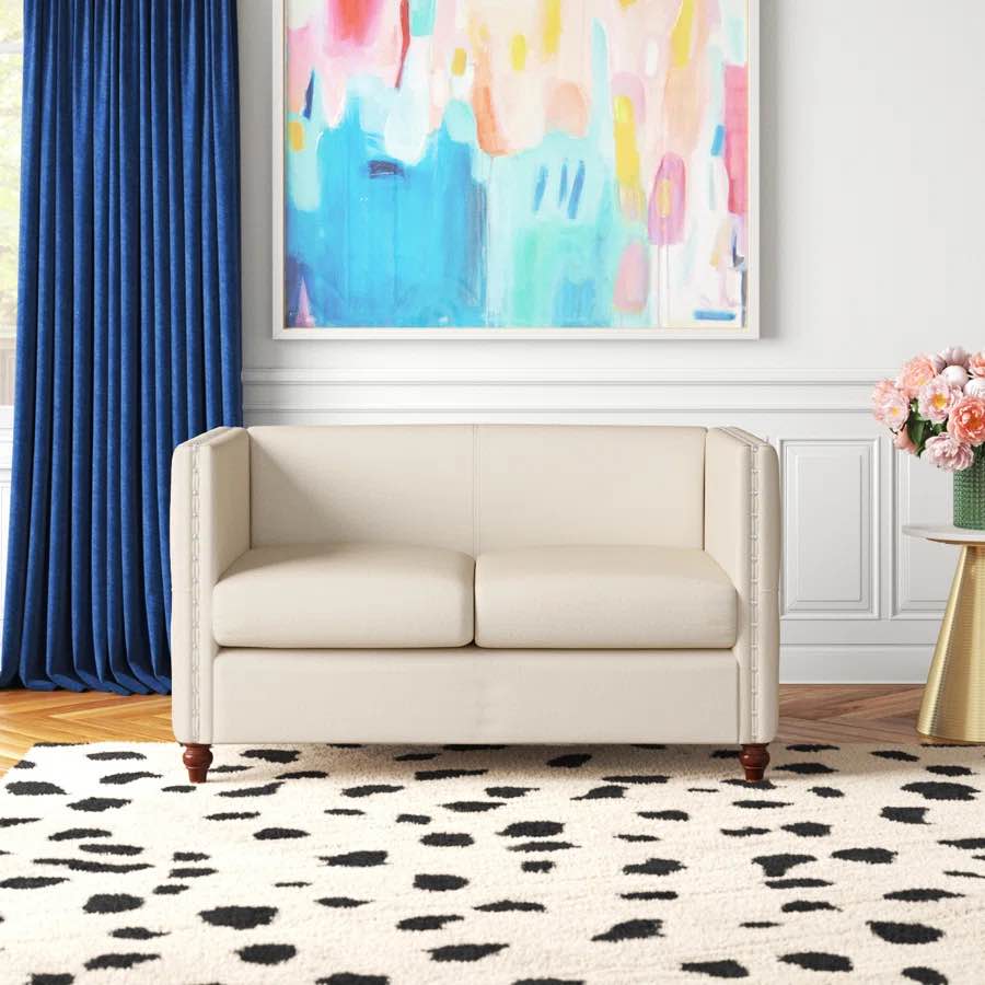 Shawn 49'' Upholstered Loveseat beige velvet (loveseat arms only, incomplete)