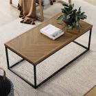 Nathan James Doxa Modern Industrial Coffee Table Wood in with Metal Rectangle Frame, Dark Brown/Black