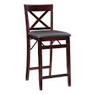 Linon Triena Wood X Back Folding 25" Counter Stool in Merlot