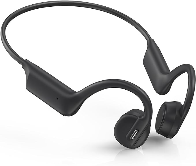 Bone Conduction Headphones, Open Ear Headphones Wireless Bluetooth 5.3 with Mic, IPX5 Waterproof Sweatproof Sport Earphones for Running, Cycling, Workout (Black)