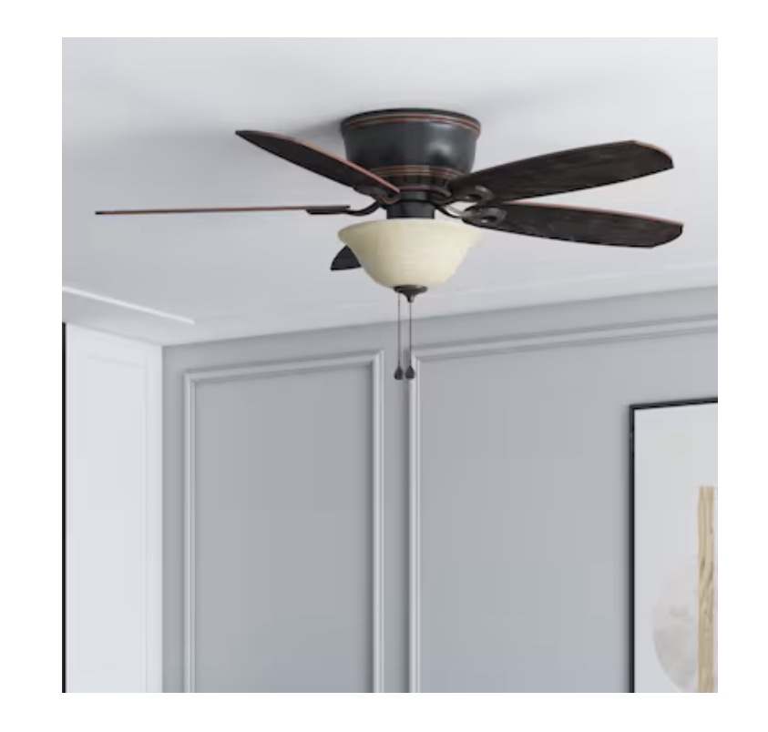 Harbor Breeze Lake Canton 52-in Bronze Indoor Flush Mount Ceiling Fan with Light (5-Blade)