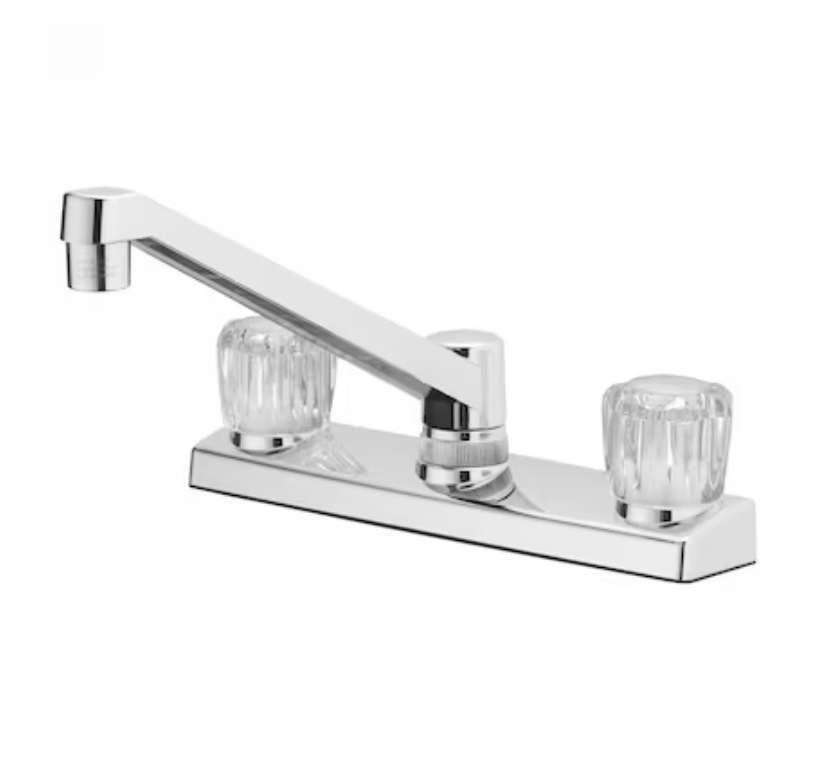 Project Source Chrome Double Handle Low-arc Kitchen Faucet (Deck Plate)