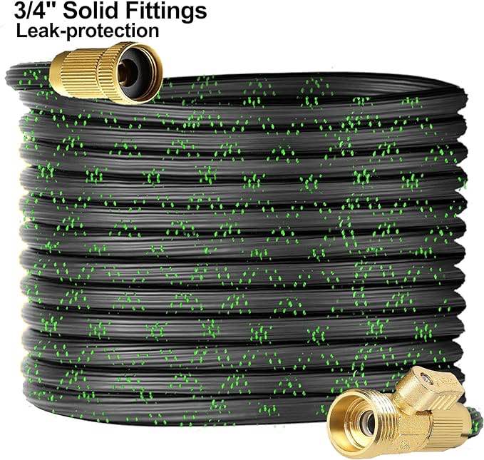 25 Feet Expandable Garden Hose, Lightweight Water Hose with 10 Function Hose Nozzle Sprayer, RV, Marine, Camper Hose,No-Kink Durable Flexible Water Pipe, 3/4" Solid Fittings for Watering and Washing