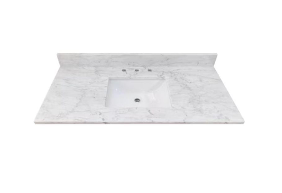 allen + roth Natural Carrara marble 49-in x 22-in White Natural Marble Undermount Single Sink 3-Hole Bathroom Vanity Top