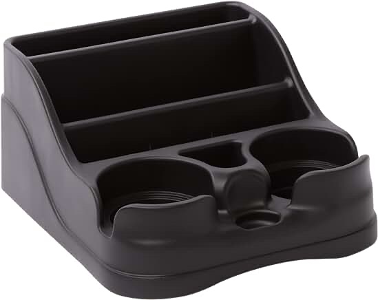 Moblorg Small Center Console for Cars, Trucks, Minivans, SUVs, Vehicle Organizer, Cup Holders, Recycled Plastic, Made in USA (Black)