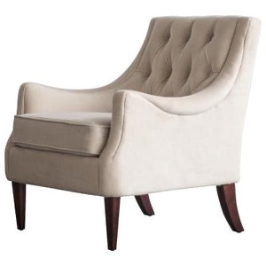 Marlene KD Velvet Fabric Tufted Accent Chair, Buckwheat Beige