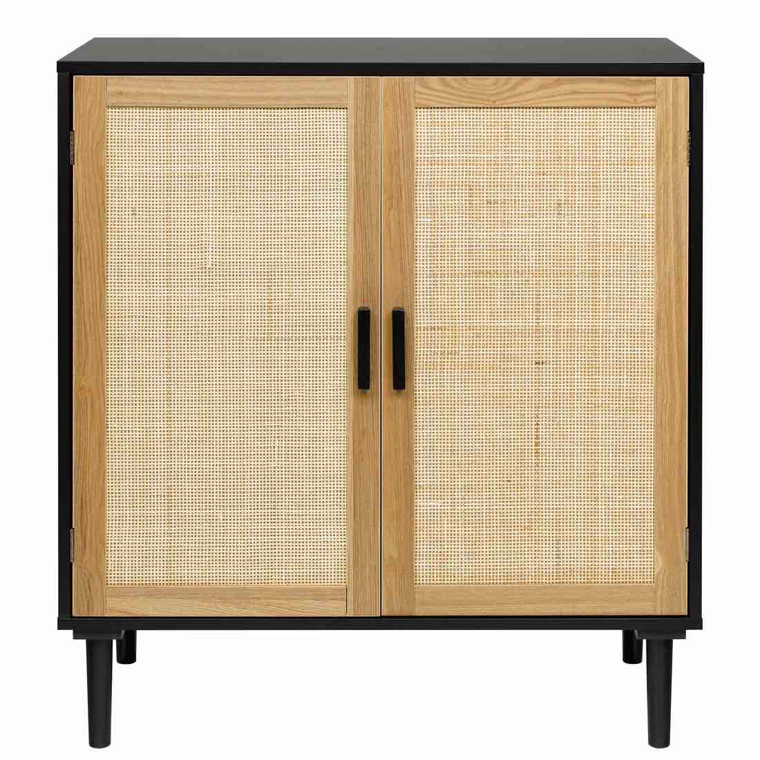Finnhomy Sideboard Buffet Cabinet, Kitchen Storage Cabinet with Rattan Decorated Doors, Liquor Cabinet for Bar, Dining Room, Hallway, Cupboard Console Table, Accent Cabinet, 31.5X 15.8X 34.6 Inches, F20SCRD1V7603