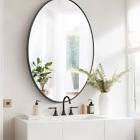 FORBATH Bathroom Mirror, Black Oval Mirror Wall Mirror 26" X 38" Wall Mounted Modern Metal Framed Bath Mirror Hanging Horizontal or Vertical for Living Room Bedroom Entryway Decor