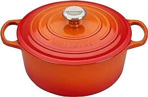 Le Creuset Rhone Signature Enameled Cast Iron Round Dutch Oven with Lid (((has a small scratch)))