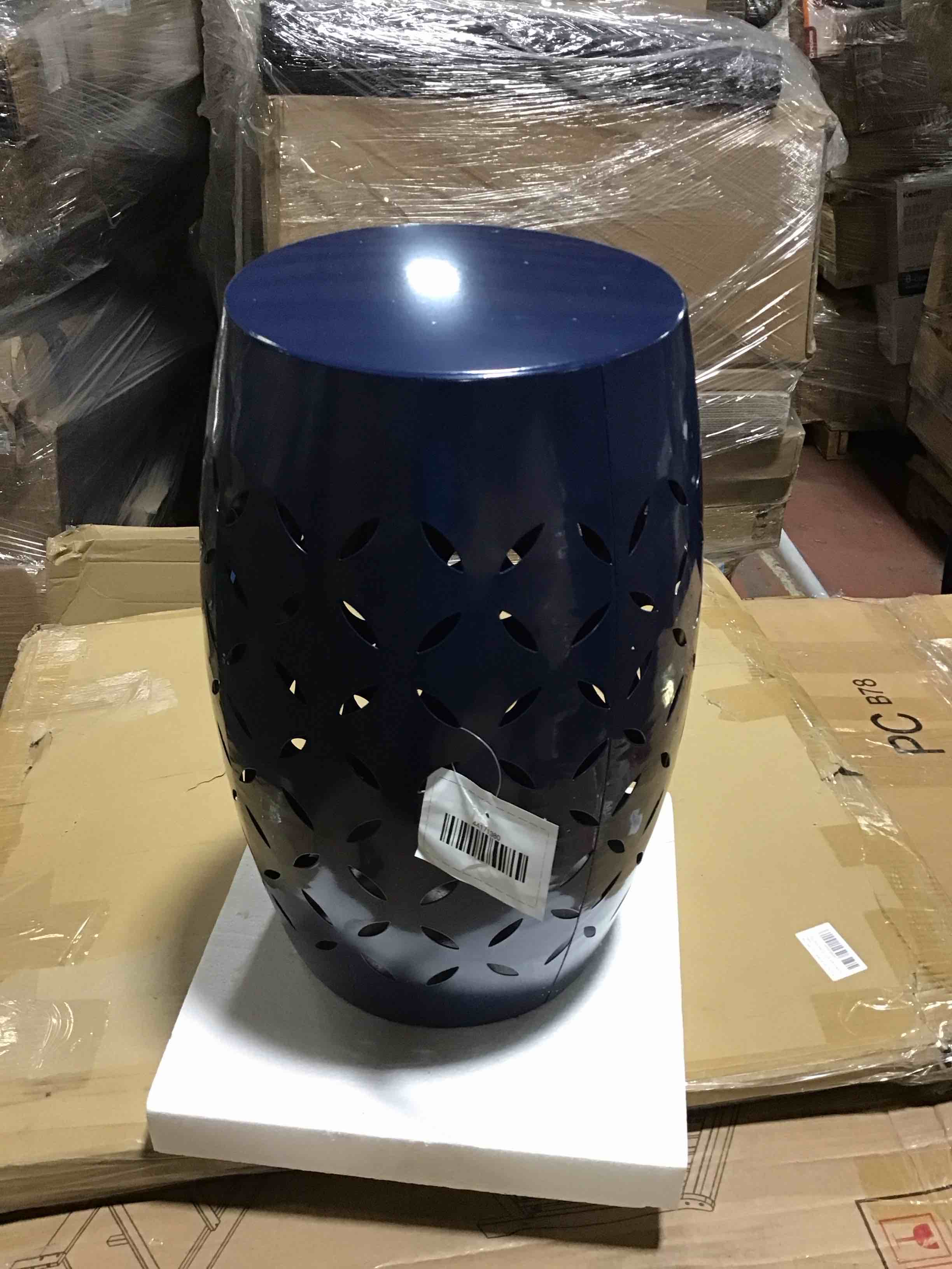 Christopher Knight Home Jorell Indoor Lace Cut Iron Accent Table, blue 