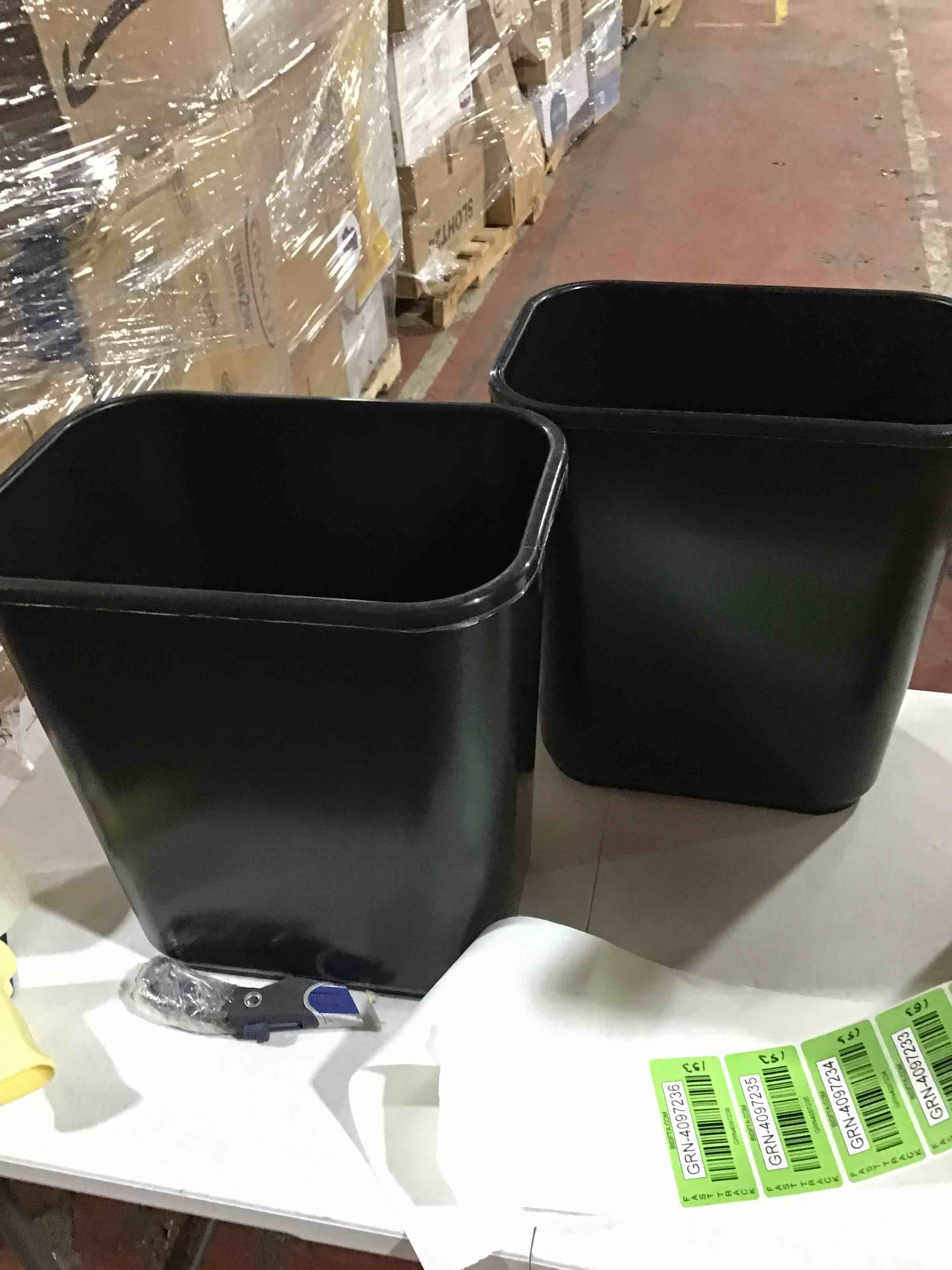 AmazonCommercial 7 Gallon Commercial Office Wastebasket, black /Recycle Logo, 2-Pack 7 GALLON (Pack of 2) black 